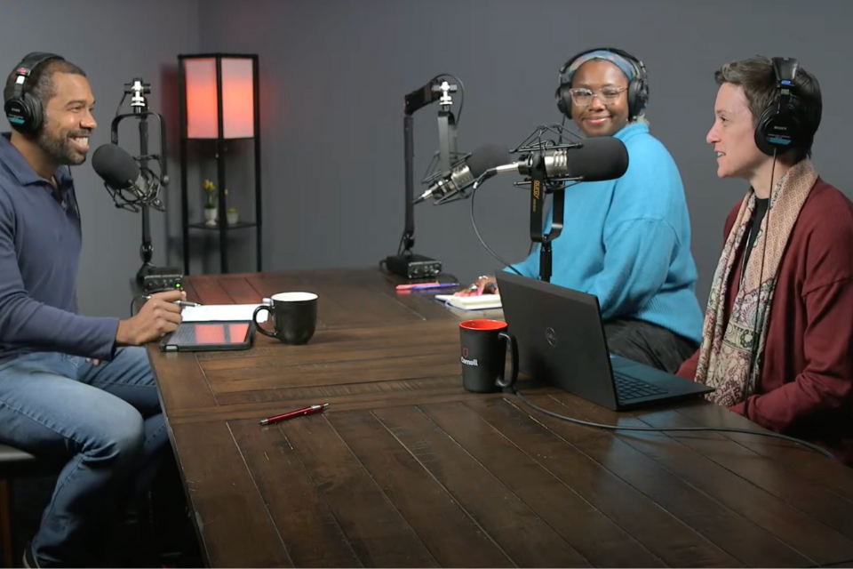 In-studio Cornell Keynote webcast “Focused Listening: From Conflict to Collaboration” with Katrina Nobles, Liz Davis-Frost, and host Nicholas Phillips