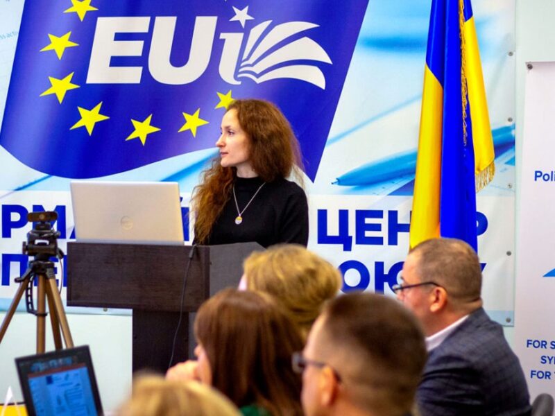 nna Semenenko presents at the opening meeting for the Erasmus+ project “Education for Sustainable Development: Synergy of Competencies for the Recovery of Ukraine” at Polissia National University in December 2024.